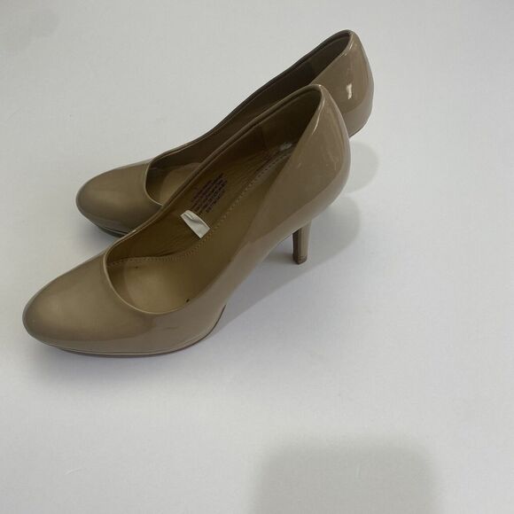 Merona Women’s Heels 7 Dress Stiletto PumpsTan Faux Leather Slip‎ On Almond Toe - Picture 11 of 16